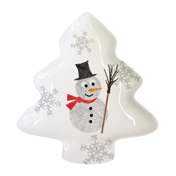 Taca dekoracyjna z porcelany kostnej ze świątecznym motywem PPD Im a Snowman
