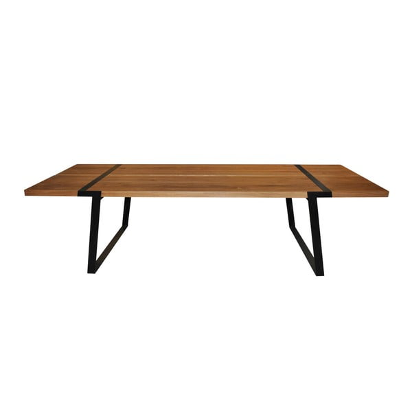 Ciemny drewniany stół z czarną konstrukcją Canett Gigant, 290 cm