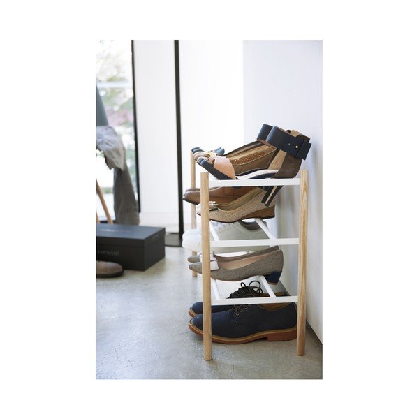 Biało-naturalny metalowy teleskopowy regał na buty – YAMAZAKI-image-3