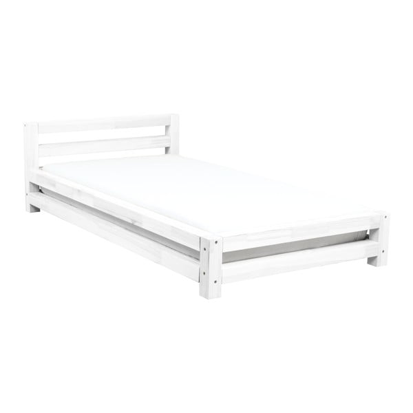 Białe 1-osobowe łóżko dziecięce z drewna sosnowego Benlemi Single, 120x200 cm
