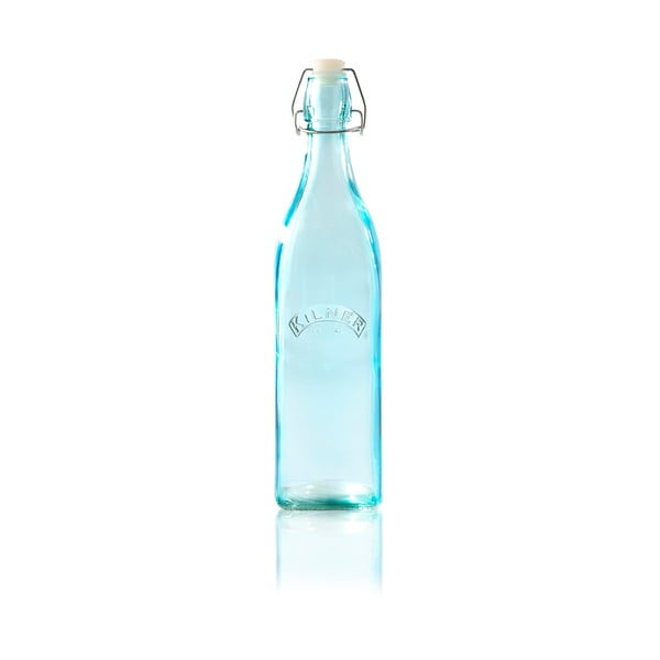 Niebieska butelka z klipsem Kilner, 1 l