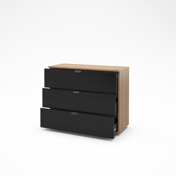 Czarno-naturalna komoda w dekorze dębu 100x80x40 cm Dennis – Marckeric-image-2