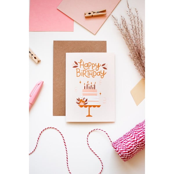 Kartka urodzinowa z papieru z recyklingu z kopertą Printintin Happy Birthday, format A6-image-1