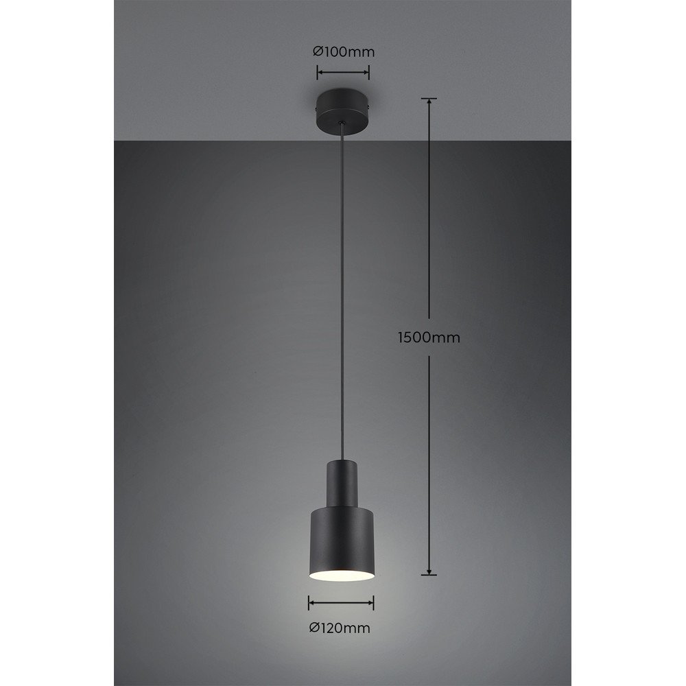 Czarna lampa wisząca z metalowym kloszem ø 12 cm Agudo – Trio (zdjęcie 7)
