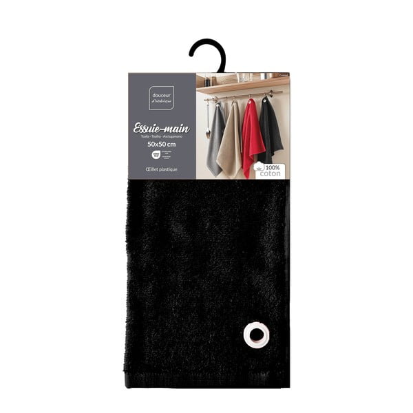 Czarny bawełniany ręcznik frotte 50x50 cm Cuistot – douceur d'intérieur-image-3
