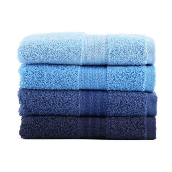 Zestaw 4 niebieskich ręczników bawełnianych Foutastic Sky, 50x90 cm