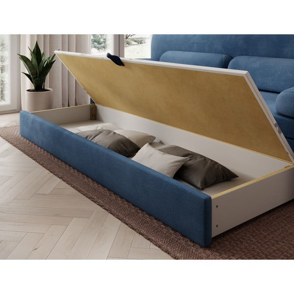 Niebieska sztruksowa rozkładana/ze schowkiem sofa 236 cm Elioss – ELTAP-image-4