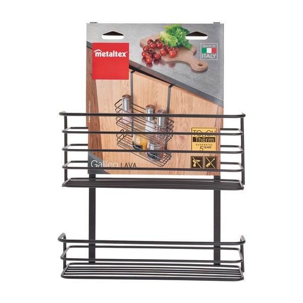 Czarna metalowa półka kuchenna Metaltex Galileo Lava Double-image-3