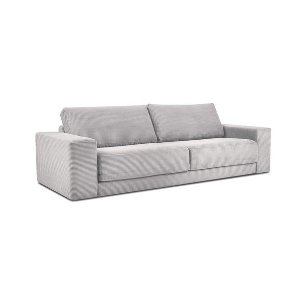 Jasnoszara sztruksowa sofa rozkładana Milo Casa Donatella-image-2