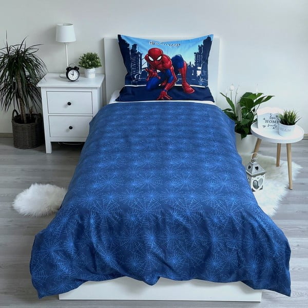 Niebieska bawełniana pościel dziecięca jednoosobowa 140x200 cm Spider-man "Blue" – Jerry Fabrics-image-2