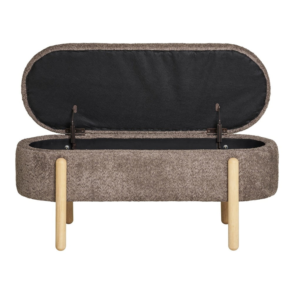 Brązowa ławka z materiału bouclé Branca – House Nordic (zdjęcie 3)