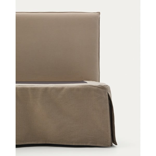 Szarobrązowe tapicerowane łóżko jednoosobowe 90x200 cm Jaira – Kave Home-image-4