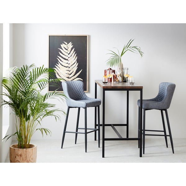 Szary hoker z imitacji skóry (wysokość siedziska 77 cm) Ottowa – Unique Furniture-image-1