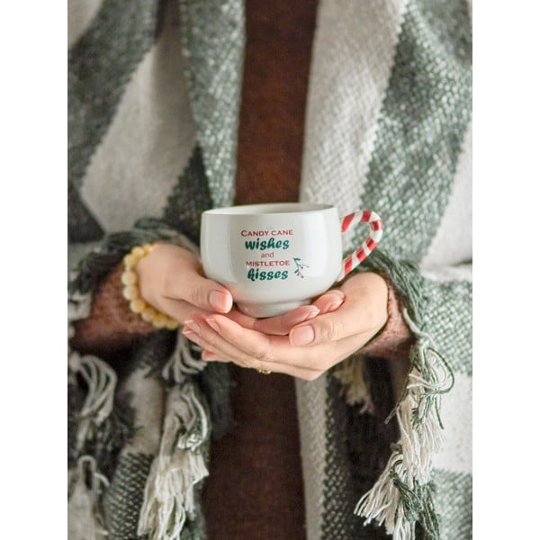 Kremowy kamionkowy kubek do cappuccino ze świątecznym motywem 250 ml Treats – Bloomingville-image-1