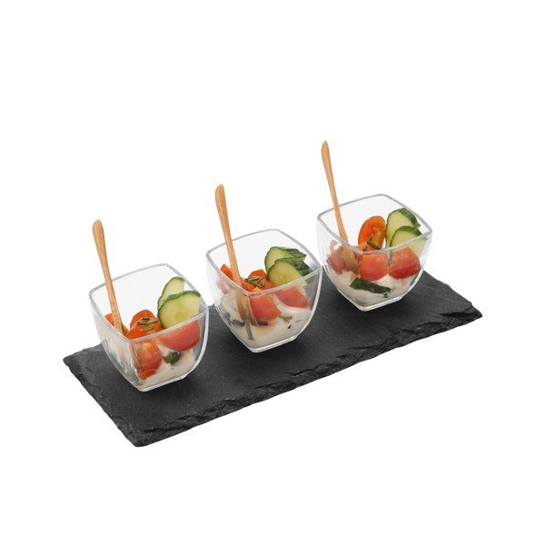 Komplet miseczek z łyżeczkami i łukową tacką do serwowania Premier Housewares Tray-image-1