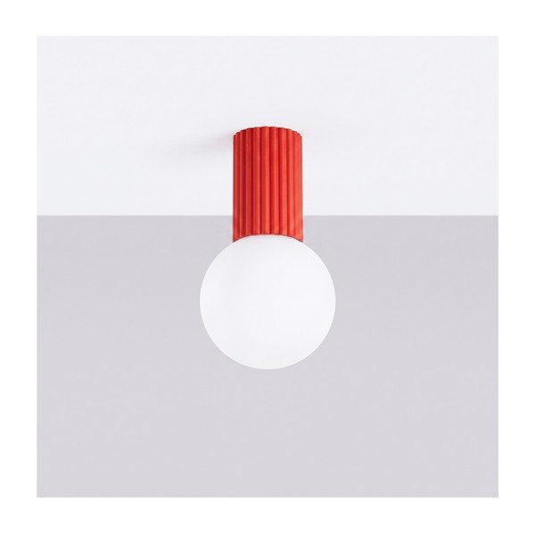 Czerwona lampa sufitowa z opalowego szkła ø 12 cm Orbital – Sollux-image-2