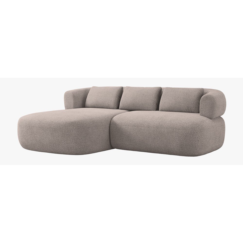 Jasnobrązowy narożnik z materiału bouclé (lewostronny/z szezlongiem) Jenny – Micadoni
