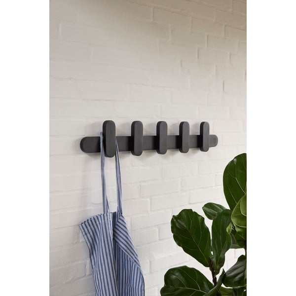 Czarny wieszak ścienny wykonany z drewna jesionowego Merry - Hübsch-image-1