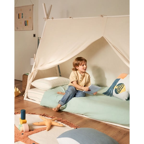 Białe łóżko dziecięce z litego drewna bukowego w kształcie domku ze stelażem 90x190 cm Maralis – Kave Home-image-2