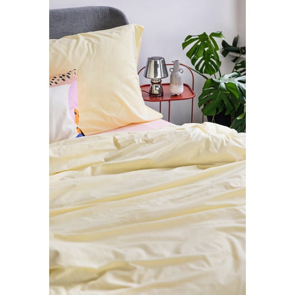 Jasnożółta bawełniana pościel dwuosobowa Bonami Selection, 200x200 cm-image-4