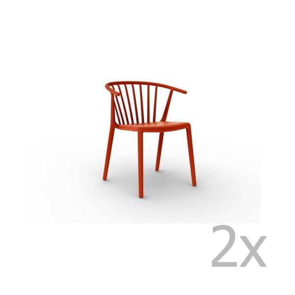 Zestaw 2 czerwonych krzeseł do jadalni Resol Woody