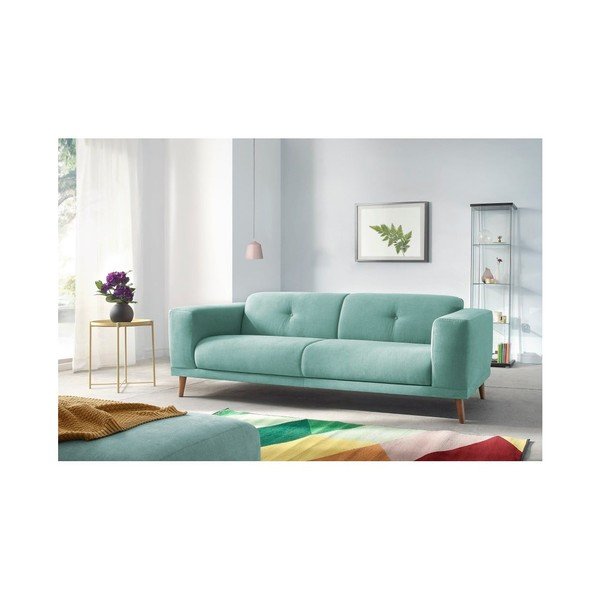 (II. jakość) Błękitna sofa z podnóżkiem Bobochic Paris Luna-image-4