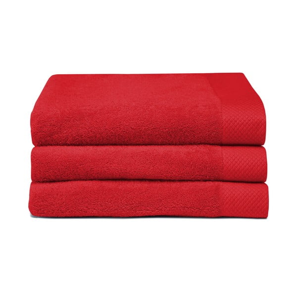 Zestaw 3 czerwonych ręczników Seahorse Pure, 60x110 cm