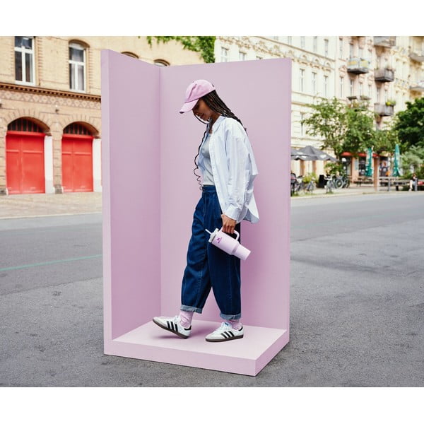 Różowy termos ze słomką ze stali nierdzewnej 1,18 l Quencher H2.0 FlowState Tumbler Cherry Blossom – Stanley-image-1