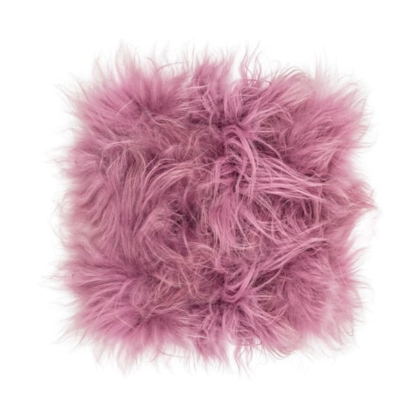 Różowa futrzana poduszka na krzesło z długim włosiem Arctic Fur Eglé, 37x37 cm