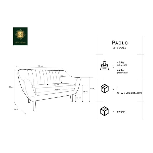 Niebieska sofa 2-osobowa Mazzini Sofas Benito-image-3