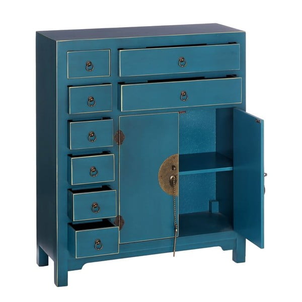 Niebieska wysoka komoda 73x90 cm Oriente – Ixia-image-2