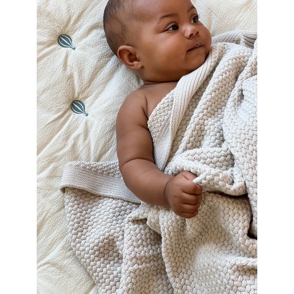 Jasnożółto-niebieski pikowany koc dziecięcy z bawełny organicznej 90x120 cm Balloon – Cam Cam Copenhagen-image-1