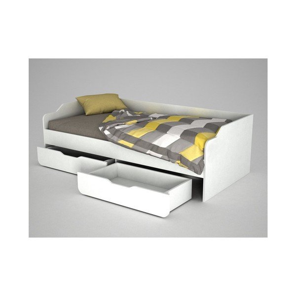 Białe drewniane łóżko jednoosobowe Young-image-3