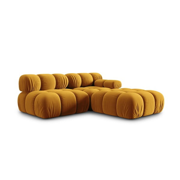 Żółta aksamitna sofa 282 cm Bellis – Micadoni Home-image-4