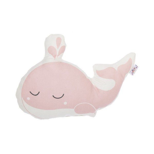 Różowa poduszka dziecięca z domieszką bawełny Mike & Co. NEW YORK Pillow Toy Whale, 35x24 cm