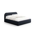 Ciemnoniebieskie tapicerowane łóżko dwuosobowe ze schowkiem ze stelażem 180x200 cm Juno – Windsor & Co Sofas