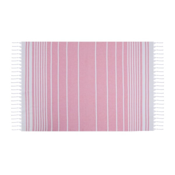 Różowy ręcznik Hammam Pinky, 100x170 cm