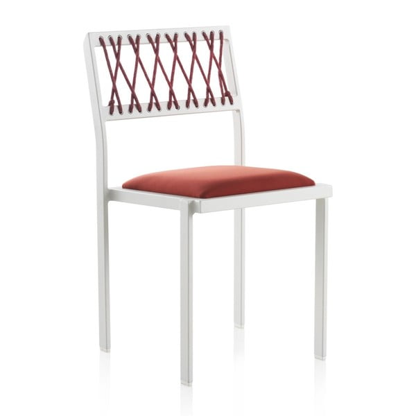 Białe krzesło ogrodowe z czerwonymi elementami Geese Seally
