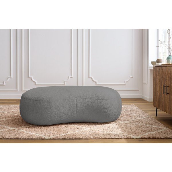 Jasnoszary podnóżek z materiału bouclé Saint-Germain – Bobochic Paris-image-1