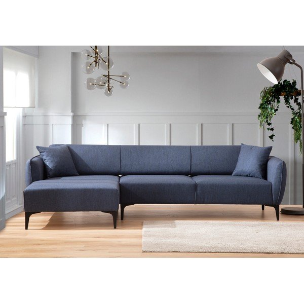 Niebieska sofa narożna Belissimo, lewy narożnik – Balcab Home-image-1