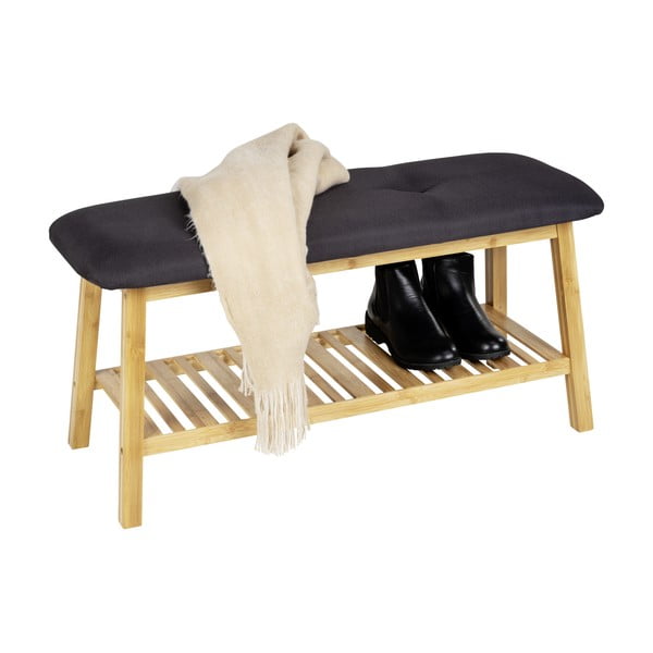 Czarno-naturalny bambusowy regał na buty z siedziskiem Ecori – Wenko-image-2