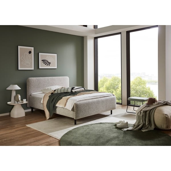 Beżowe tapicerowane łóżko dwuosobowe bez stelaża 140x200 cm Primo – Meise Möbel-image-1
