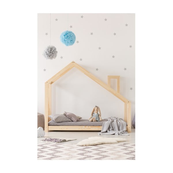 Łóżko w kształcie domku z drewna sosnowego Adeko Mila DMS, 90x160 cm