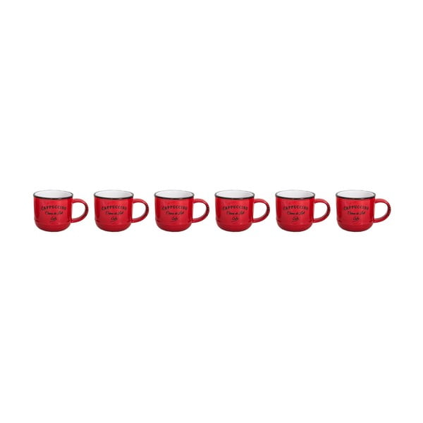 Komplet 6 czerwonych ceramicznych kubków Antic Line Cappuccino