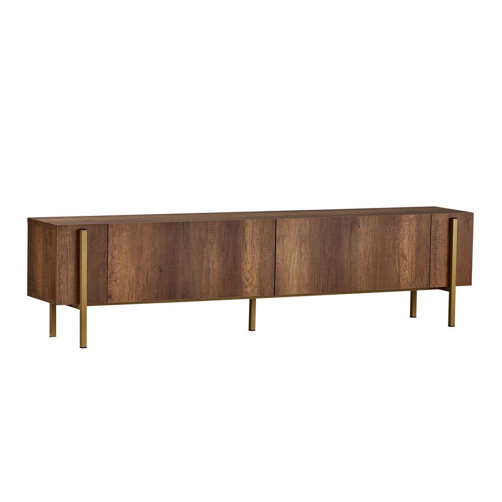 Szafka pod TV w dekorze orzecha w ciemnym naturalnym kolorze 180x45x30 cm Nexus – Kalune Design