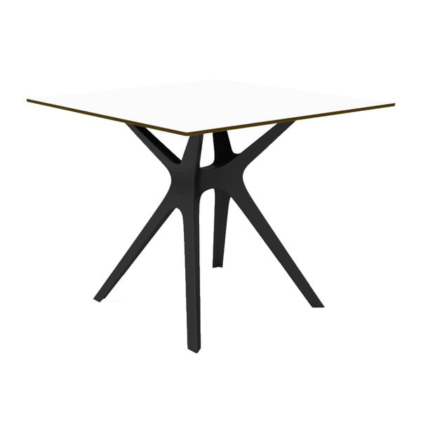 Stół z czarnymi nogami i białym blatem odpowiedni na zewnątrz Resol Vela, 90x90 cm