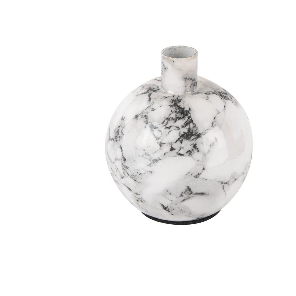 Biało-czarny żelazny świecznik PT LIVING Marble, wys. 10 cm