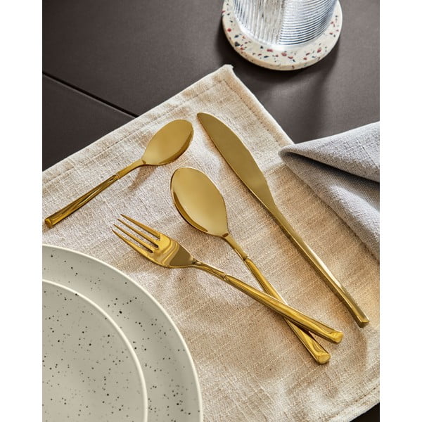 Sztućce ze stali nierdzewnej w kolorze złota 16 szt. Lite – Kave Home-image-4