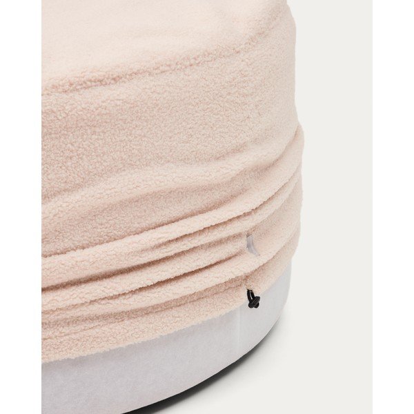 Jasnoróżowy puf z materiału bouclé Kaeli – Kave Home-image-3