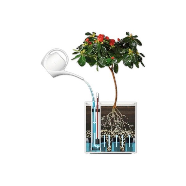 Samonawadniająca doniczka z plastiku z recyklingu Cubico Stone – Flower Lover-image-1